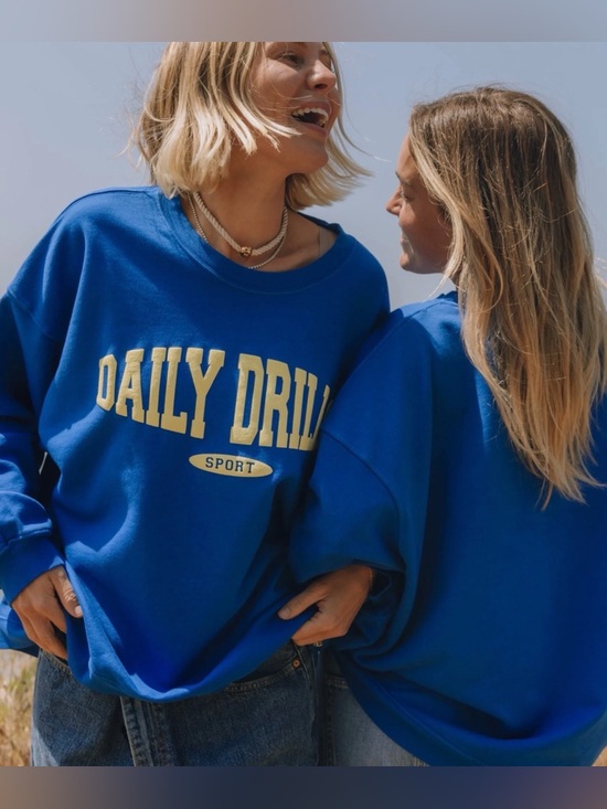 Daily Drills Tops - Daily Drills Royal Blue Crewneck Sweatshirt with Yellow Logo